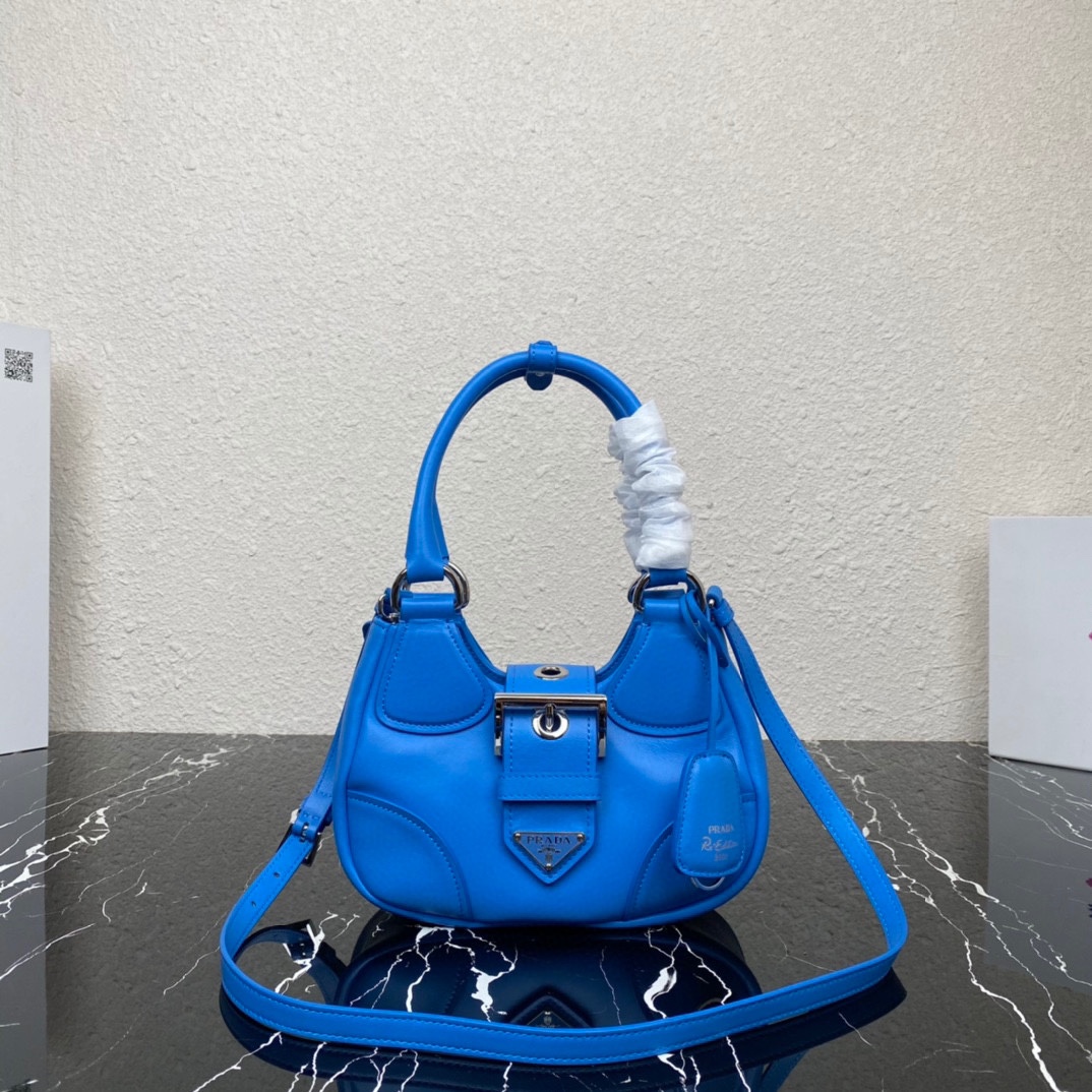 Prada Moon Padded Nappa Leather Hobo Bag Light Blue 1BA381